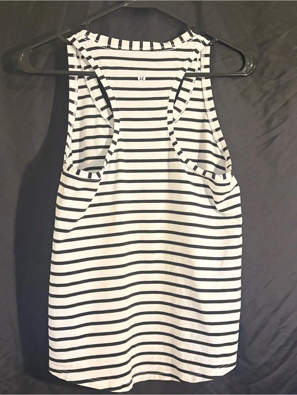 lululemon Love Tank Yachtie Stripe Black White Size 6 Racerback Scoop Neck